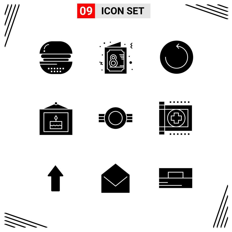 9 Icons Solid Style Grid Based Creative Glyph Symbols for Website Design Simple Solid Icon Signs Isolated on White Background 9 Icon Set vector