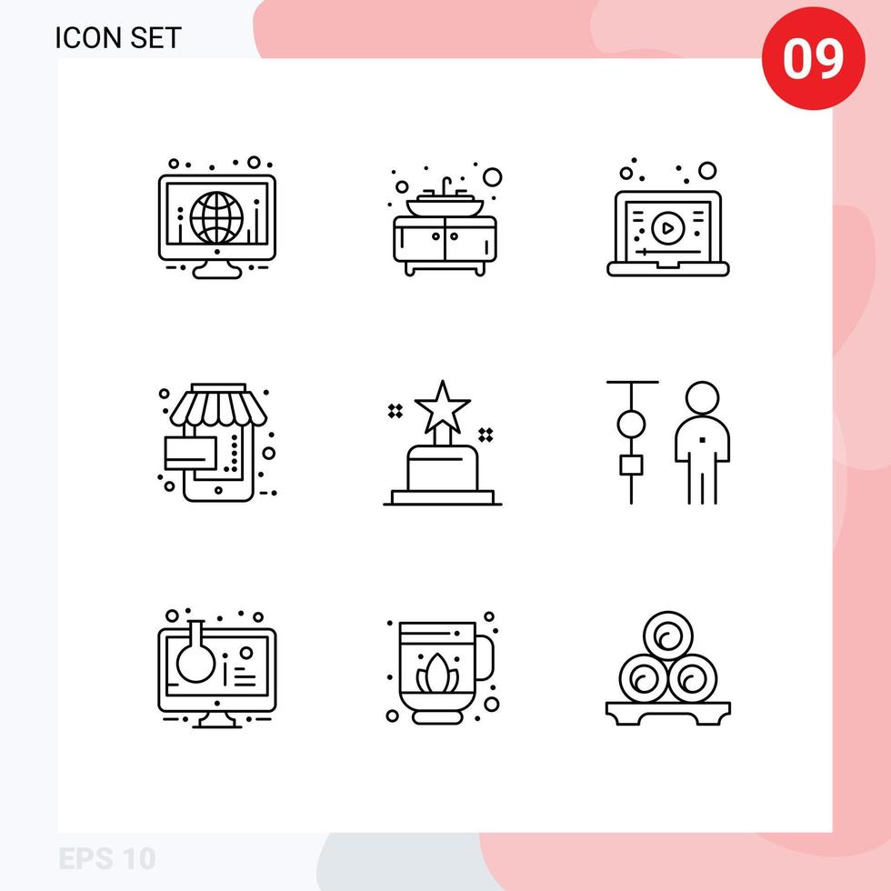 9 Universal Outline Signs Symbols of oscar award learning online black