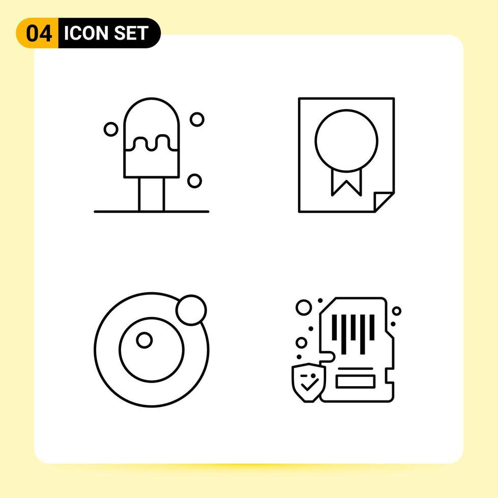 4 Creative Icons for Modern website design and responsive mobile apps 4 Outline Symbols Signs on White Background 4 Icon Pack vector