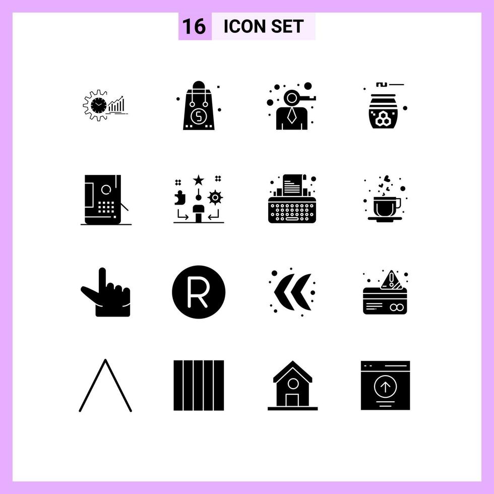 grupo de símbolos de icono universal de 16 glifos sólidos modernos de elementos de diseño de vector editable de negocio moderno de dólar de persona de cosméticos