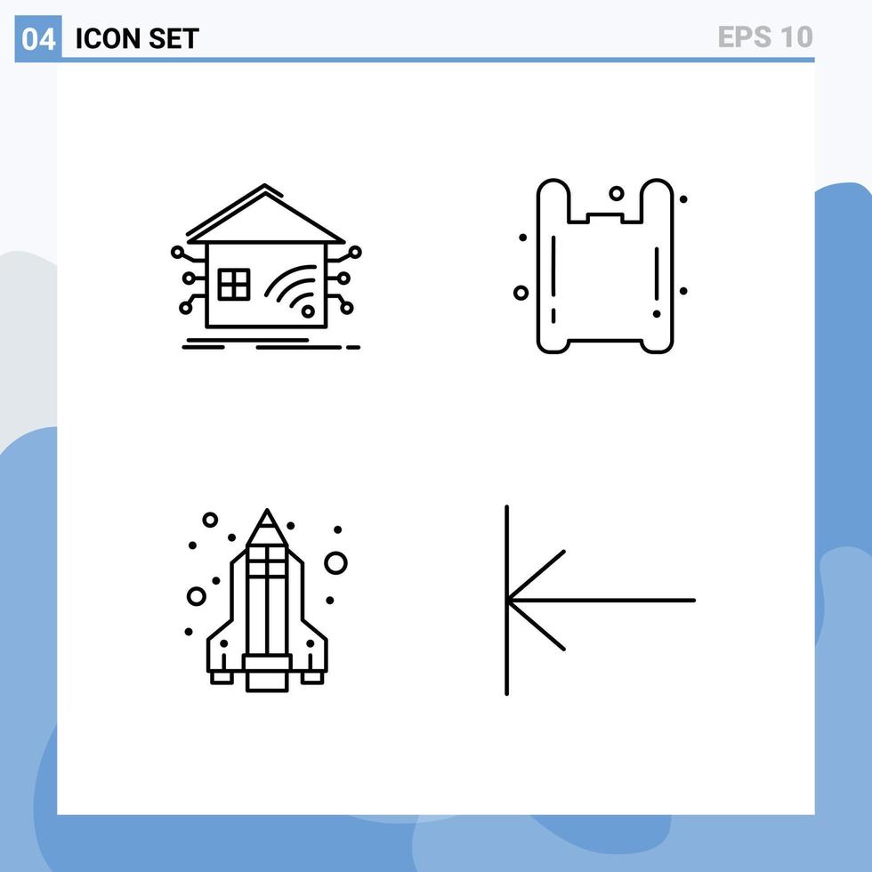 Set of 4 Commercial Filledline Flat Colors pack for automation pencil rocket smart gas science Editable Vector Design Elements