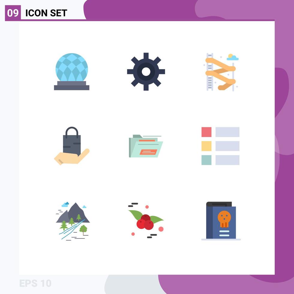 Group of 9 Modern Flat Colors Set for file hand slider shop ecommerce Editable Vector Design Elements