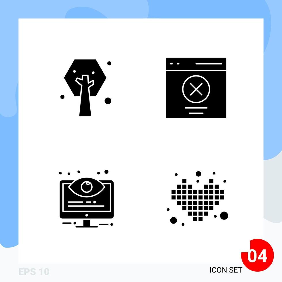 Modern Pack of 4 Icons Solid Glyph Symbols isolated on White Backgound for Website designing vector
