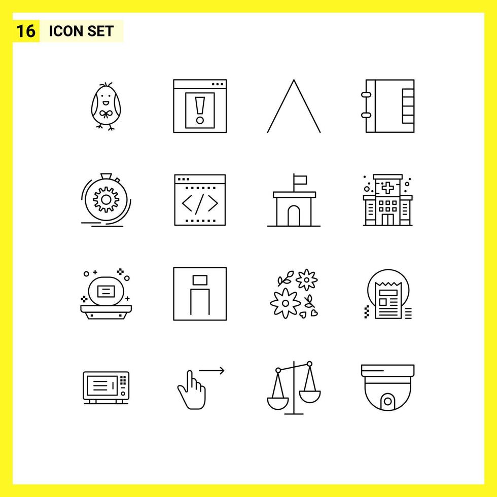 16 Universal Outlines Set for Web and Mobile Applications process fast arrow action folder Editable Vector Design Elements