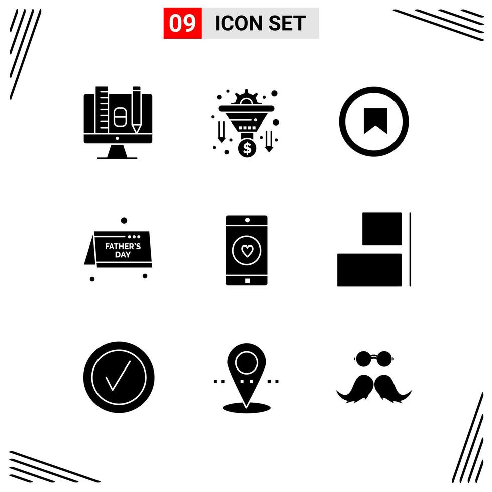 9 Icons Solid Style Grid Based Creative Glyph Symbols for Website Design Simple Solid Icon Signs Isolated on White Background 9 Icon Set vector