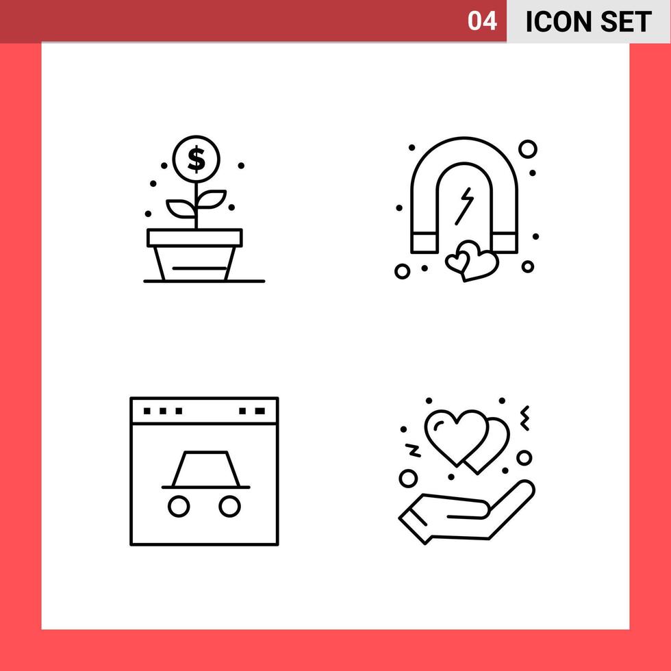 4 Icon Pack Line Style Outline Symbols on White Background Simple Signs for general designing vector