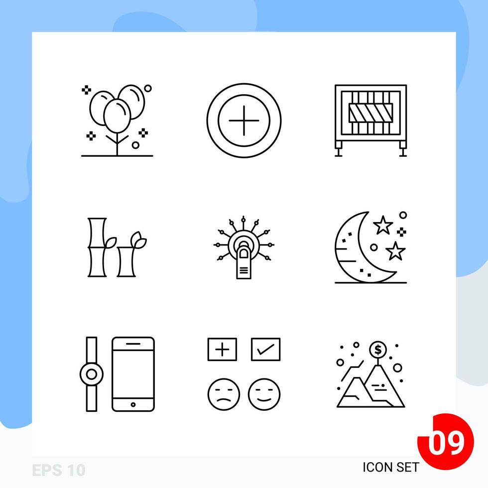 Modern Pack of 9 Icons Line Outline Symbols isolated on White Backgound for Website designing vector