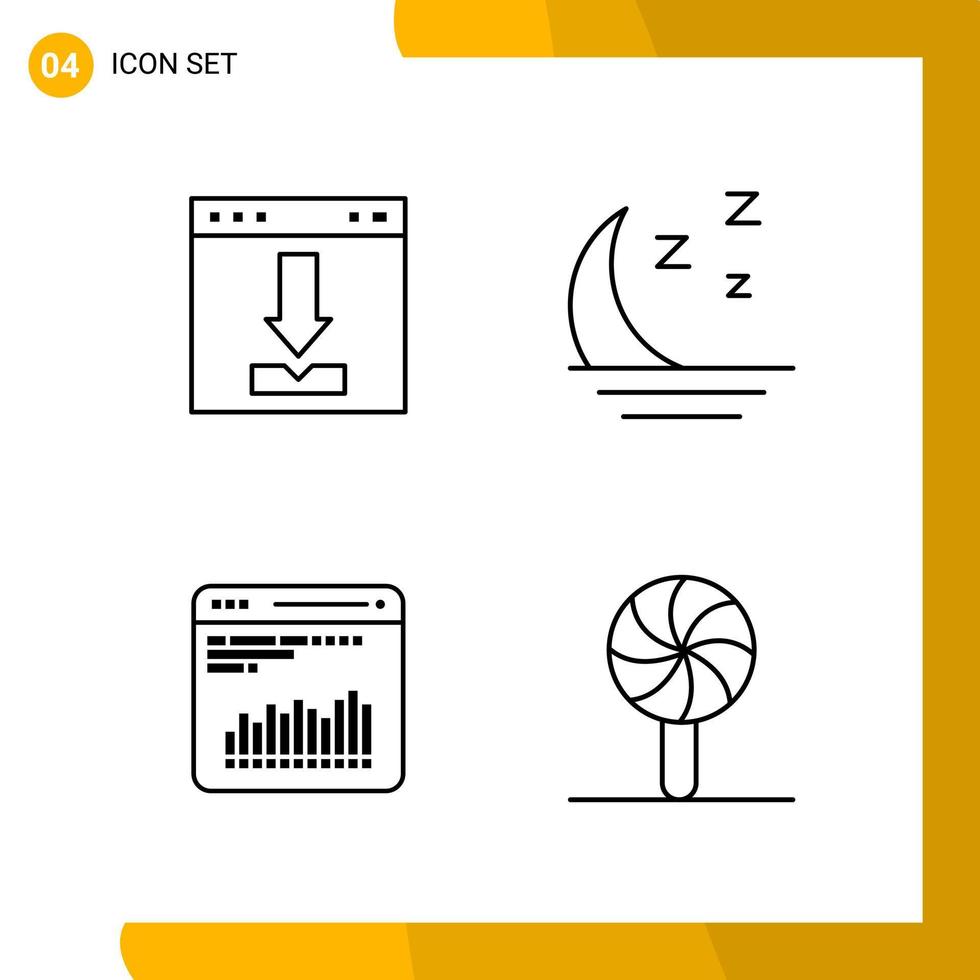 4 Icon Set Line Style Icon Pack Outline Symbols isolated on White Backgound for Responsive Website Designing vector