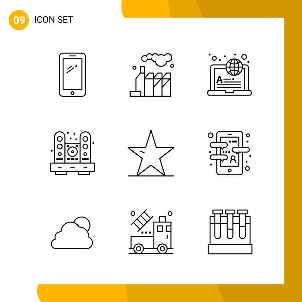 9 Icon Set Line Style Icon Pack Outline Symbols isolated on White Backgound for Responsive Website Designing vector