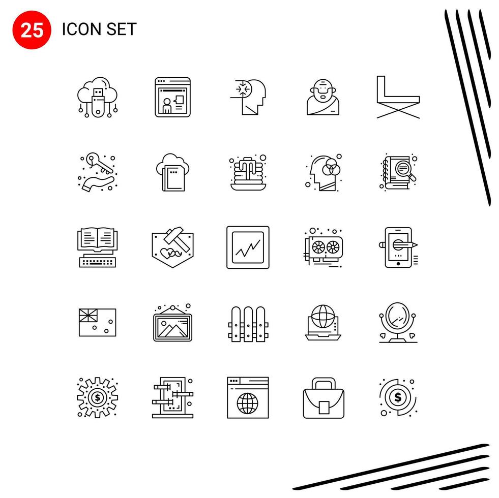 Stock Vector Icon Pack of 25 Line Signs and Symbols for chair mythology working greek head Editable Vector Design Elements
