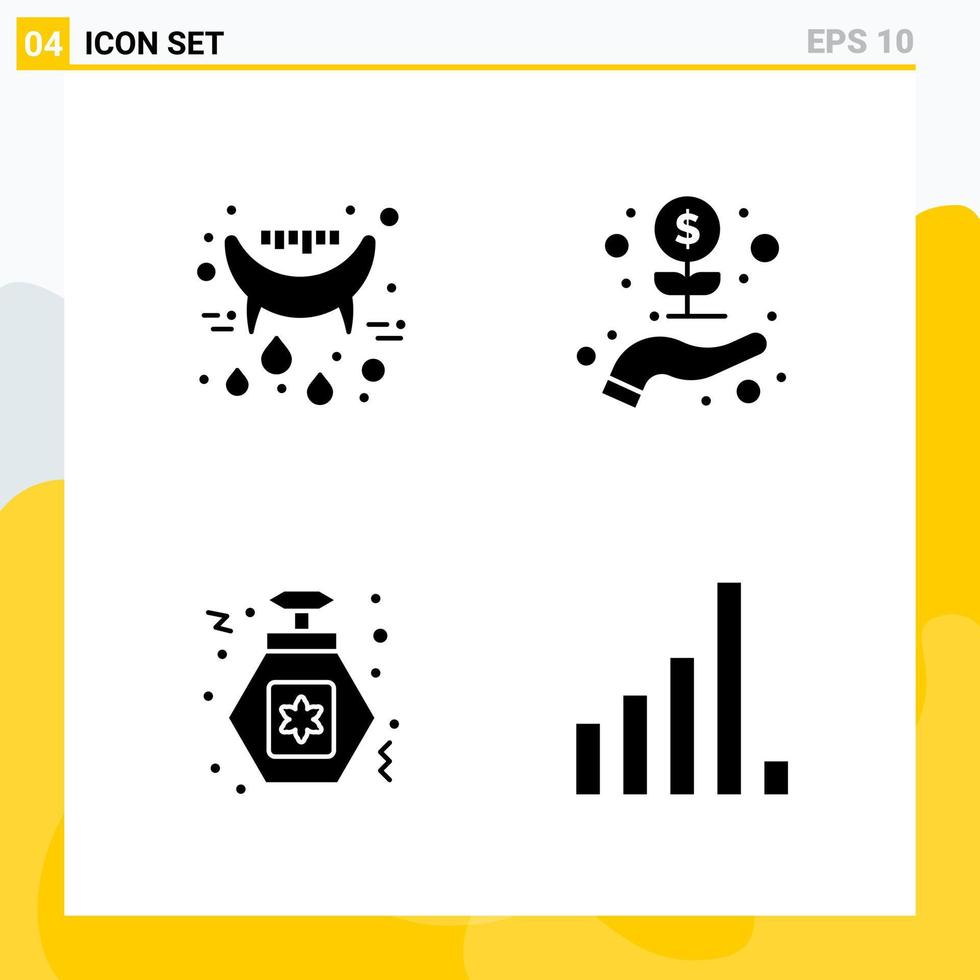 colección de 4 iconos sólidos universales conjunto de iconos para web y móvil vector