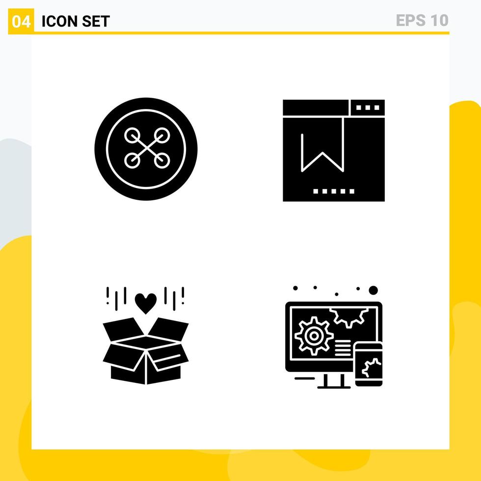 Collection of 4 Universal Solid Icons Icon Set for Web and Mobile vector