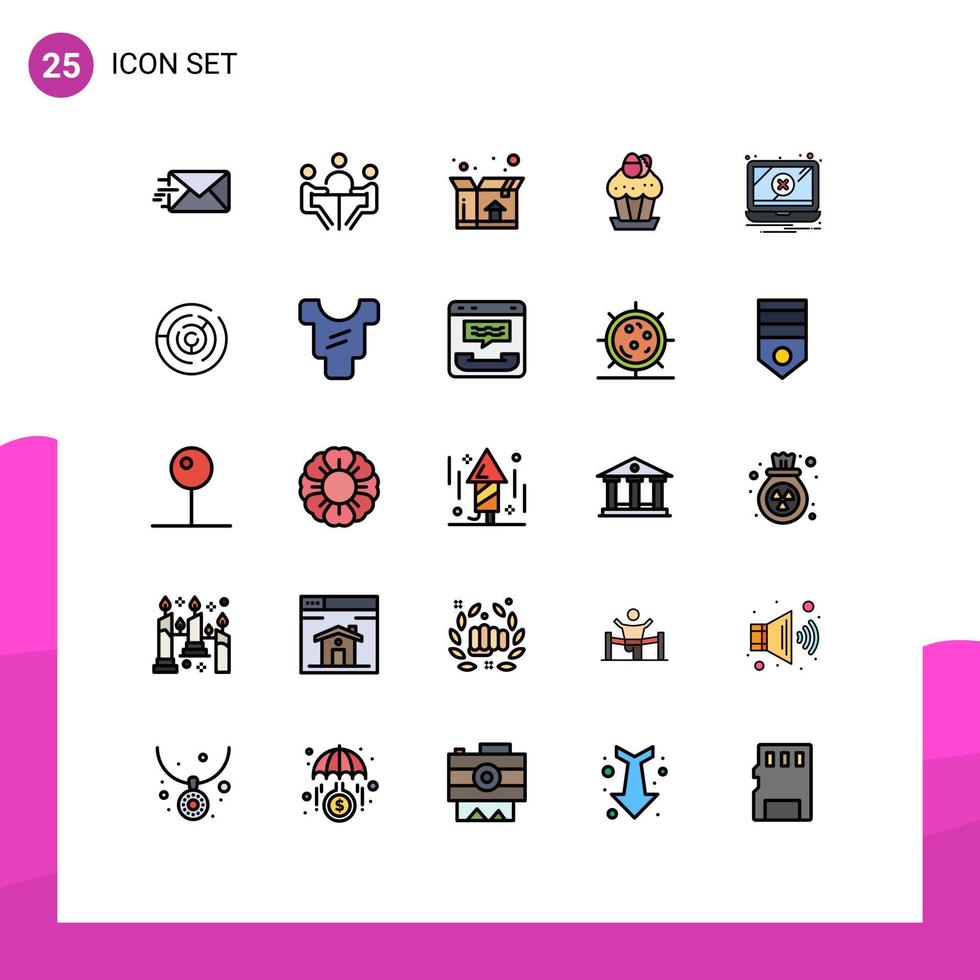 paquete de iconos de vector de stock de 25 signos y símbolos de línea para notificación elementos de diseño de vector editables de pastel de comida de caja de pascua