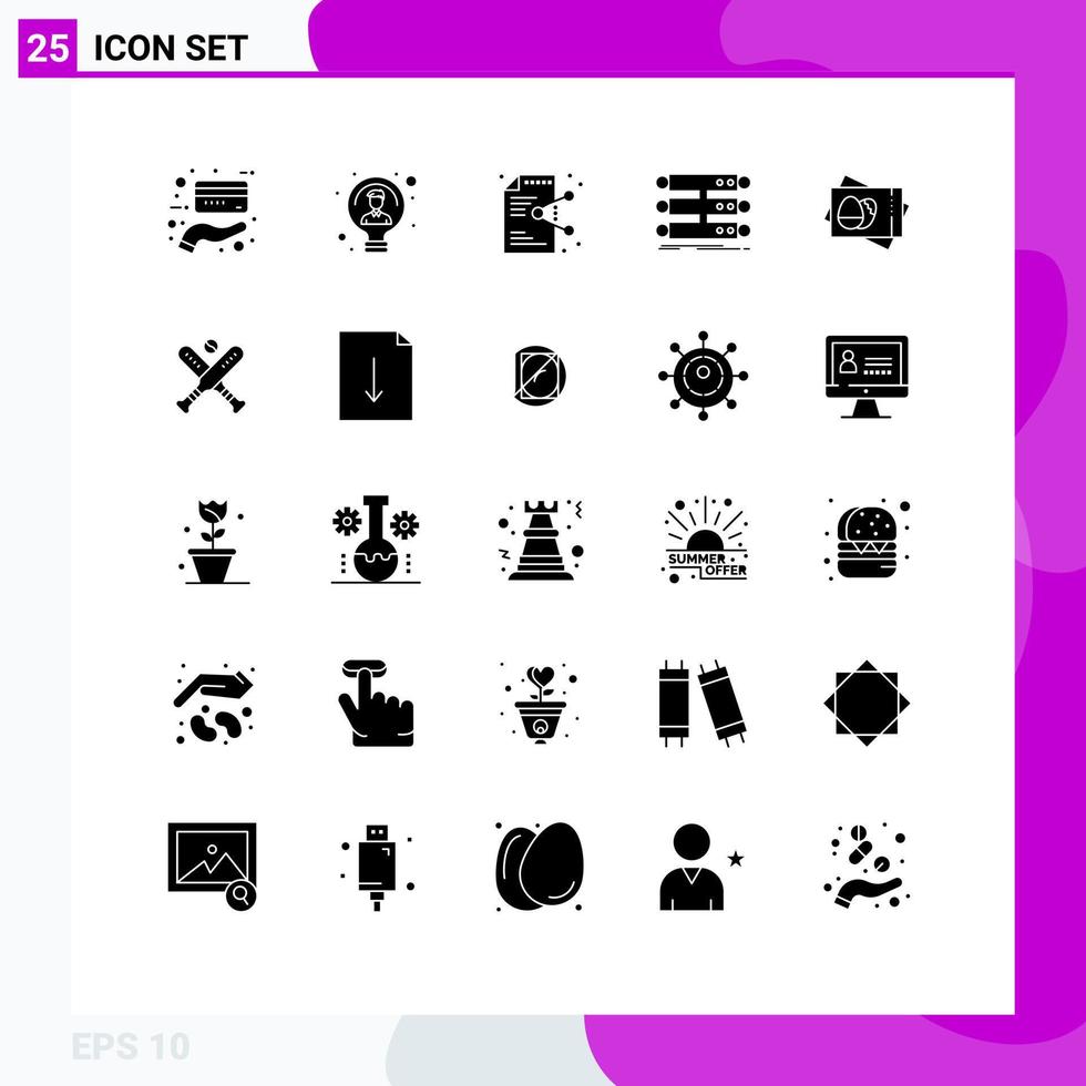 25 concepto de glifo sólido para sitios web móviles y aplicaciones bastidor de datos estructura compartida elementos de diseño vectorial editables en línea vector