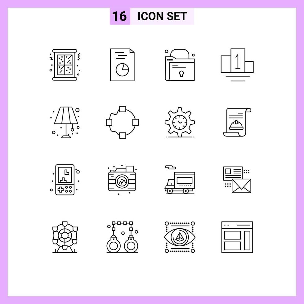 Editable Vector Line Pack of 16 Simple Outlines of points lighting home file light floor Editable Vector Design Elements