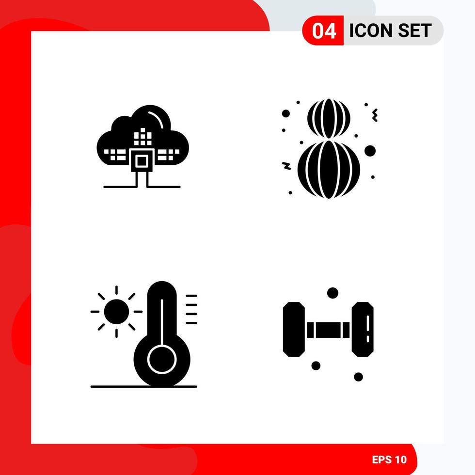 conjunto creativo de 4 iconos de glifos universales aislados en fondo blanco vector