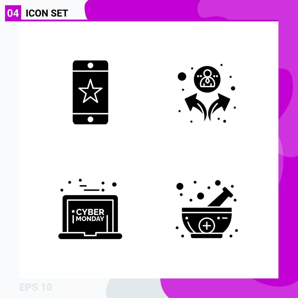 Solid Icon set Pack of 4 Glyph Icons isolated on White Background for Web Print and Mobile vector