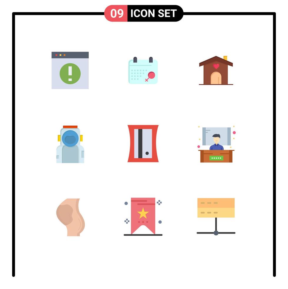 Set of 9 Modern UI Icons Symbols Signs for education helmet home spaceman astronaut Editable Vector Design Elements