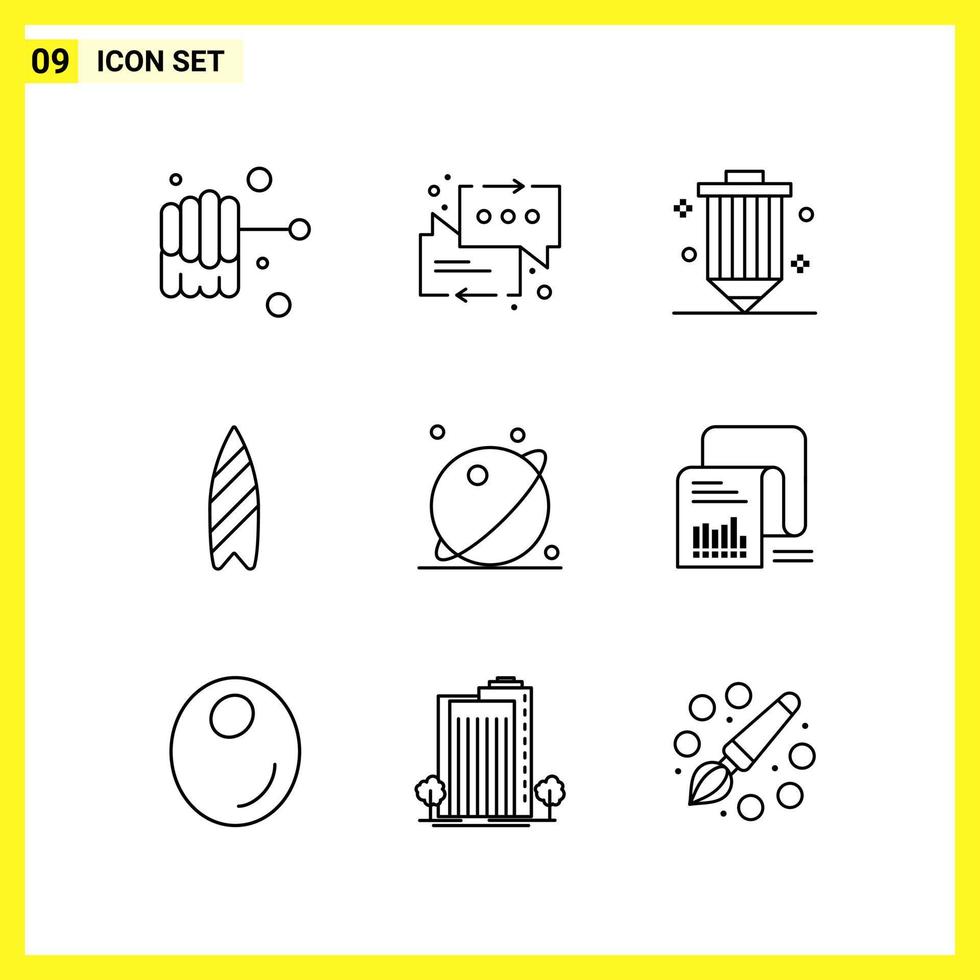 9 Icon Set Simple Line Symbols Outline Sign on White Background for Website Design Mobile Applications and Print Media vector