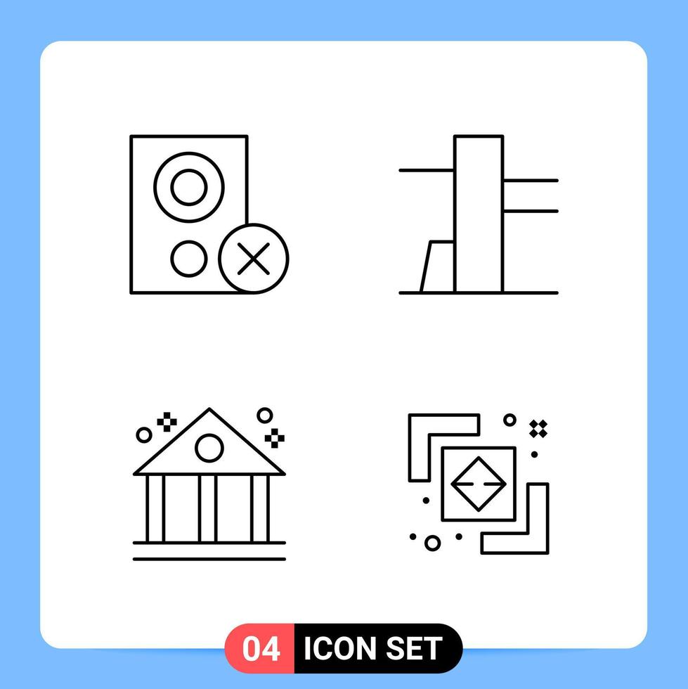 4 Line Black Icon Pack Outline Symbols for Mobile Apps isolated on white background 4 Icons Set vector