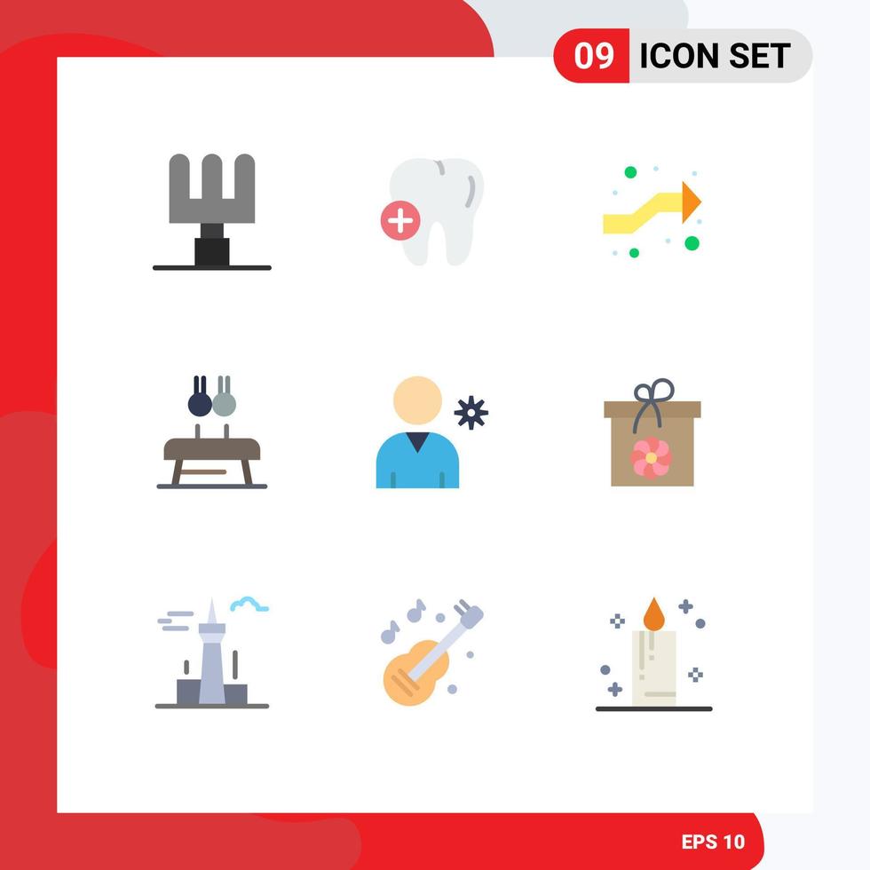 9 iconos creativos signos y símbolos modernos de perfil de regalo controles derechos anillos elementos de diseño vectorial editables vector