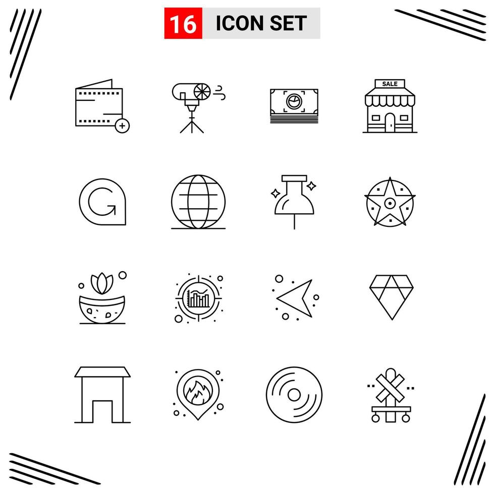 16 Icons Line Style Grid Based Creative Outline Symbols for Website Design Simple Line Icon Signs Isolated on White Background 16 Icon Set vector
