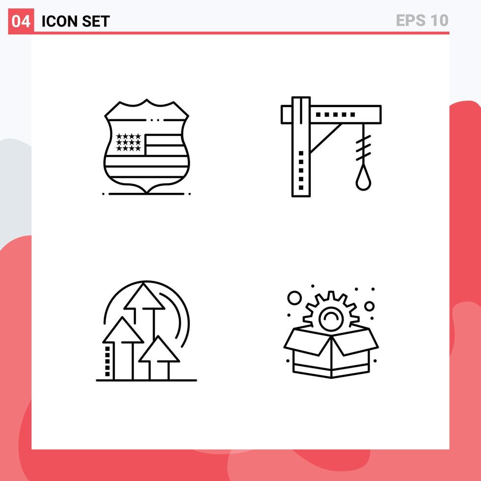 Pictogram Set of 4 Simple Filledline Flat Colors of shield management security electric performance Editable Vector Design Elements