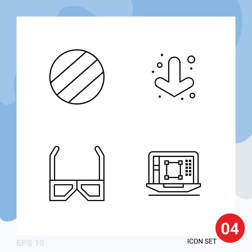 4 Line concept for Websites Mobile and Apps ball laptop full hd designing tool Editable Vector Design Elements