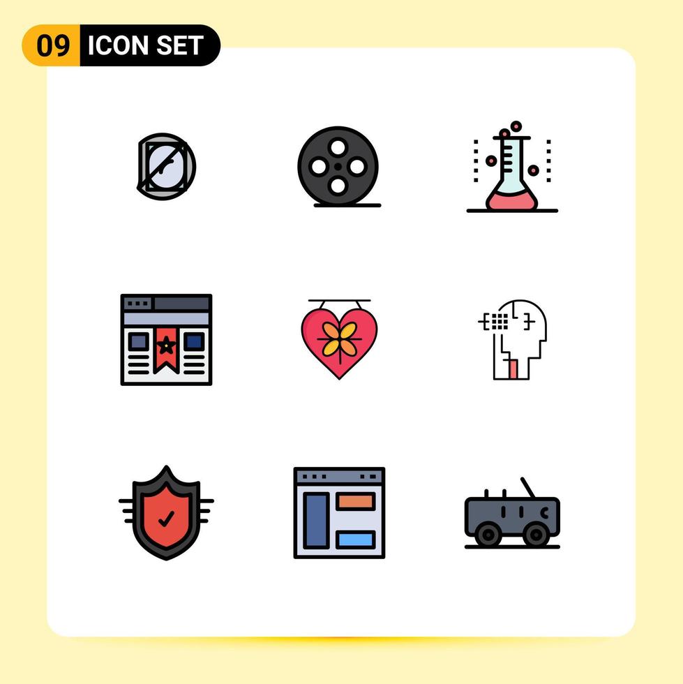 9 Universal Filledline Flat Colors Set for Web and Mobile Applications board ui chemical flask interface test tube Editable Vector Design Elements