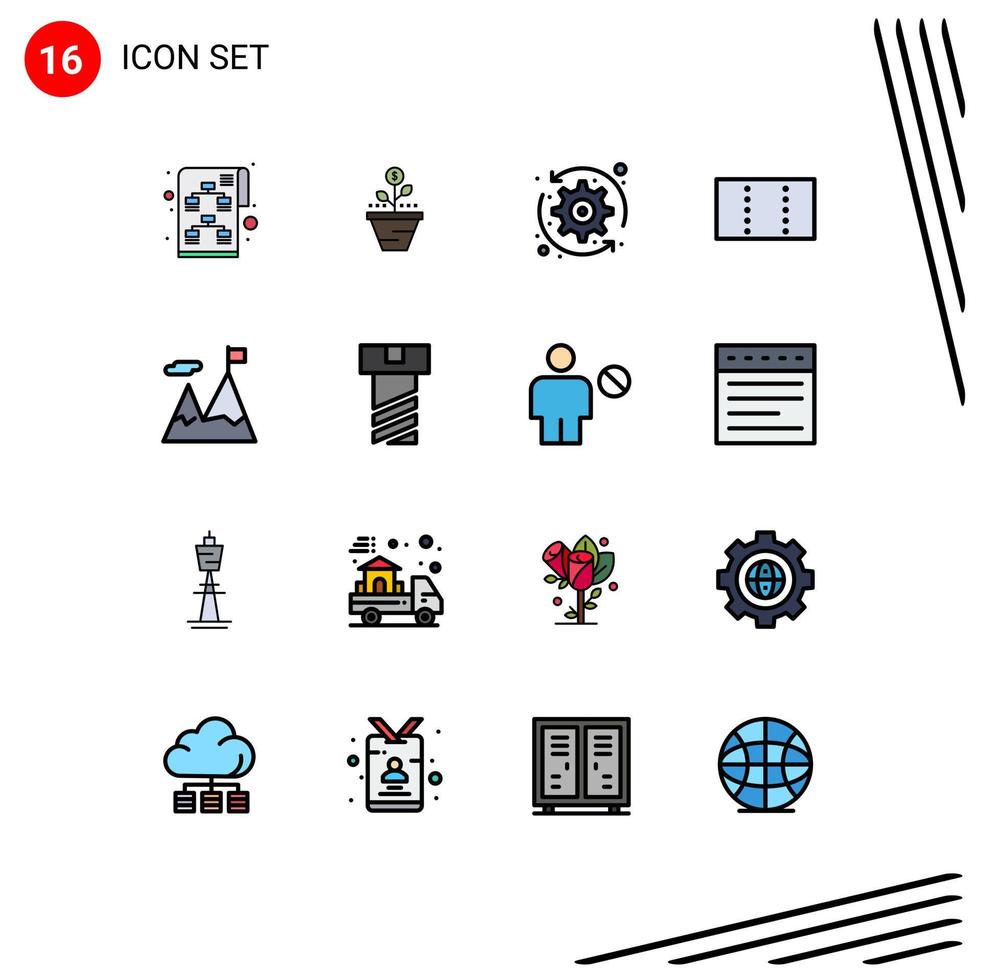 conjunto de pictogramas de 16 líneas llenas de colores planos simples de minimizar la actualización del sistema aumentar las flechas del sistema elementos de diseño de vectores creativos editables
