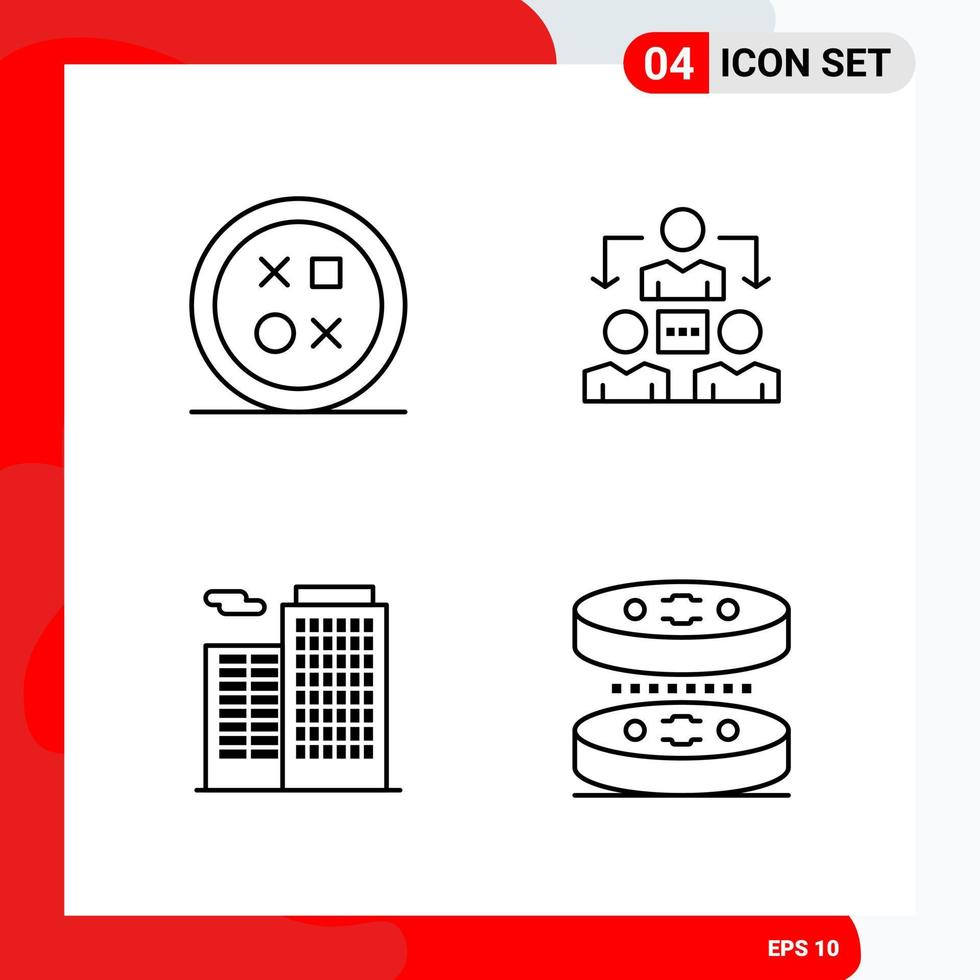 Creative Set of 4 Universal Outline Icons isolated on White Background vector