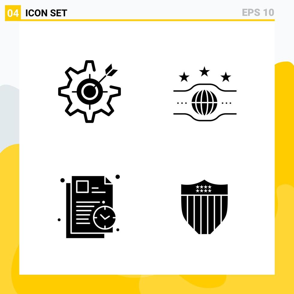 Collection of 4 Universal Solid Icons Icon Set for Web and Mobile vector