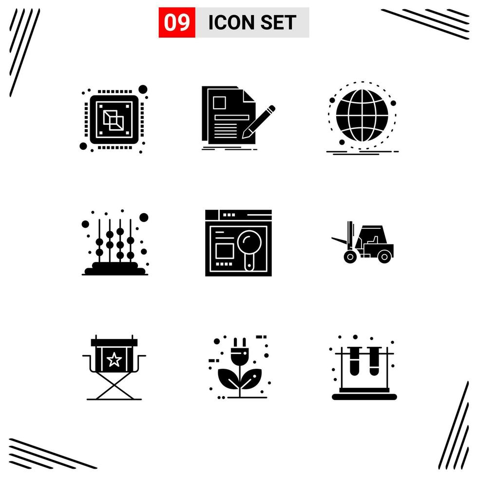 9 Icons Solid Style Grid Based Creative Glyph Symbols for Website Design Simple Solid Icon Signs Isolated on White Background 9 Icon Set vector