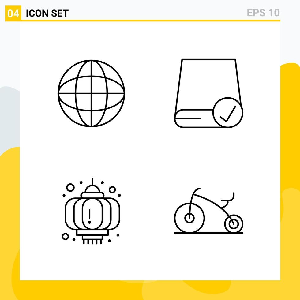 Collection of 4 Universal Line Icons Icon Set for Web and Mobile vector