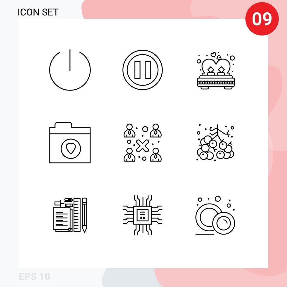 9 Universal Outlines Set for Web and Mobile Applications workgroup modern love business files Editable Vector Design Elements
