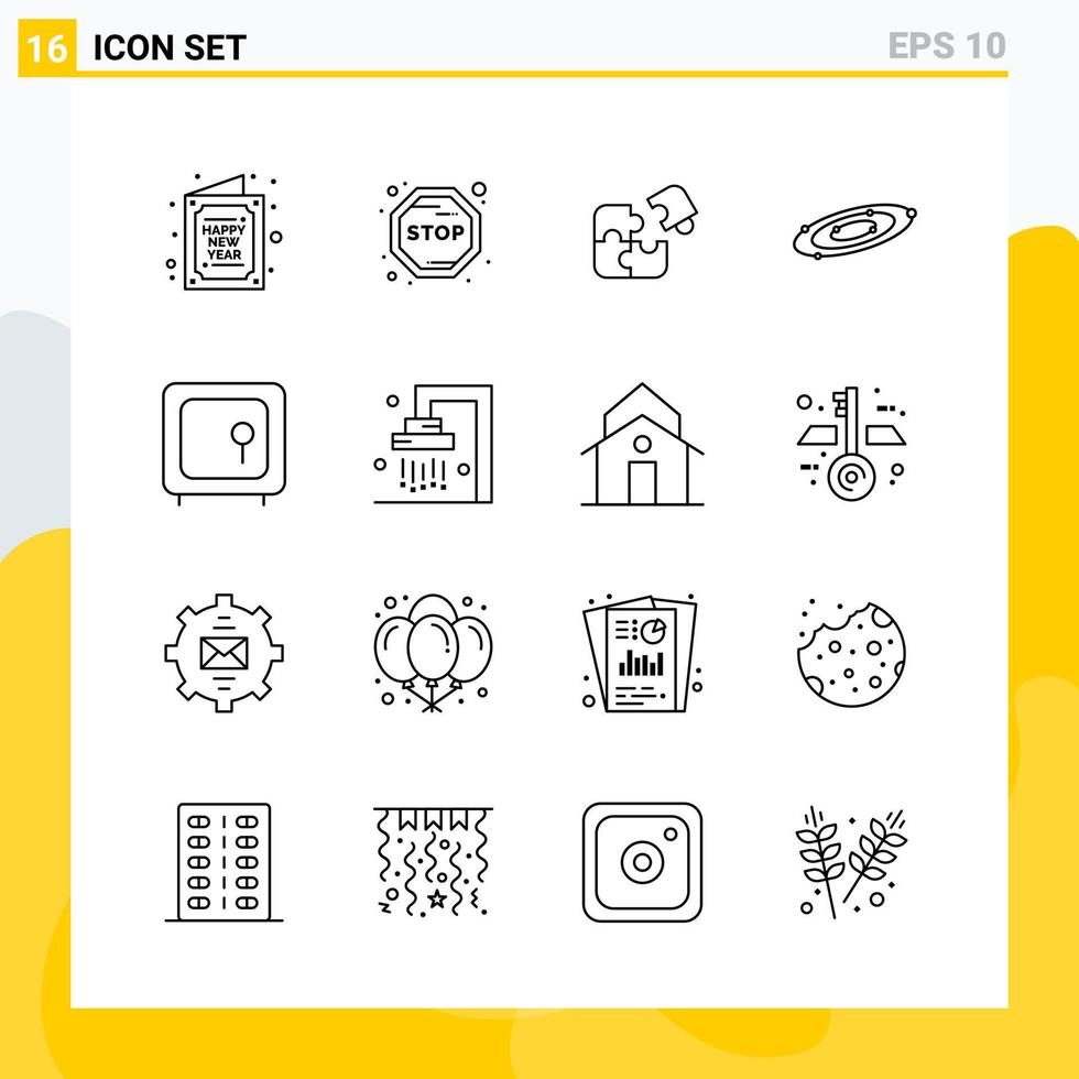 Collection of 16 Universal Line Icons Icon Set for Web and Mobile vector