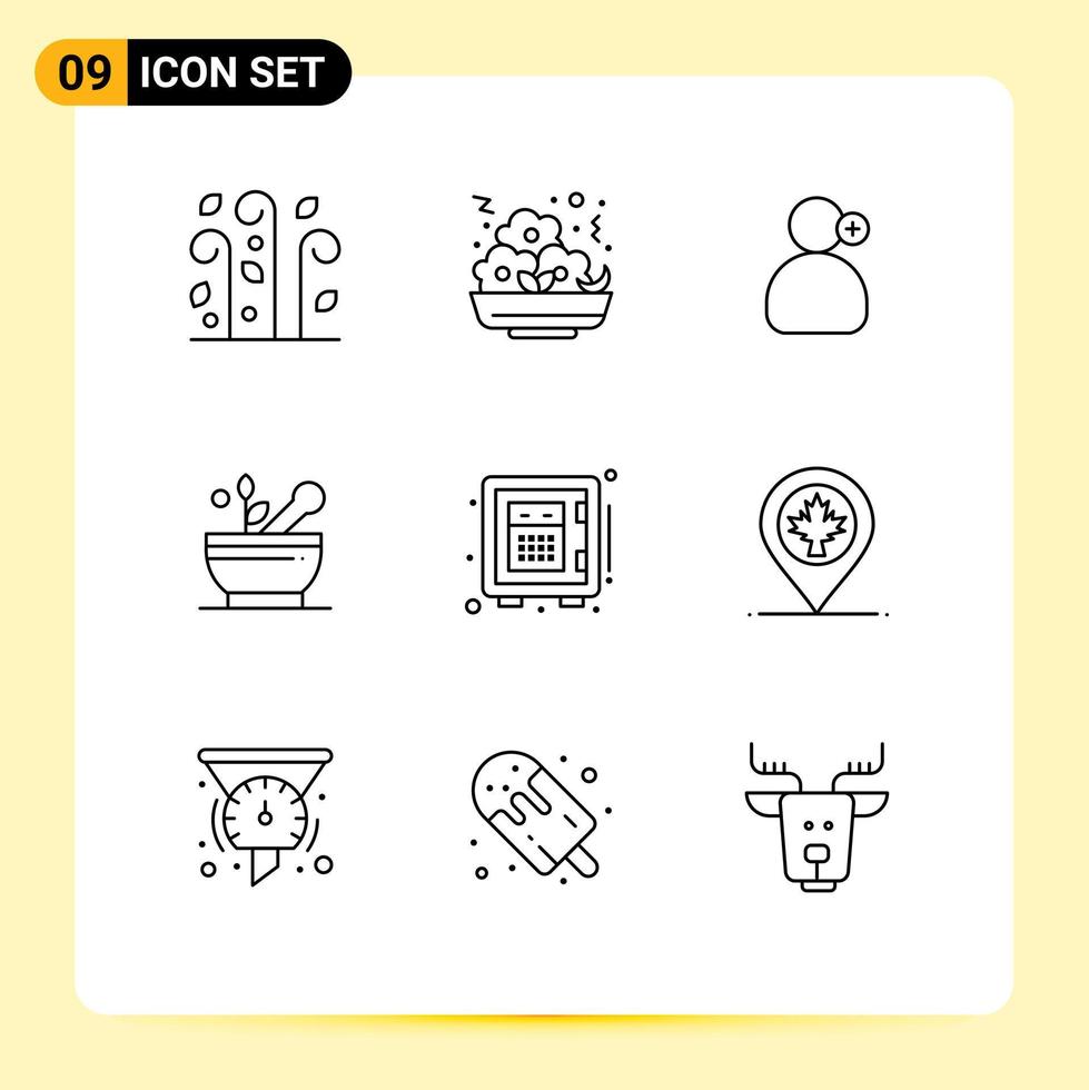 Stock Vector Icon Pack of 9 Line Signs and Symbols for money hospital man soup medical Editable Vector Design Elements