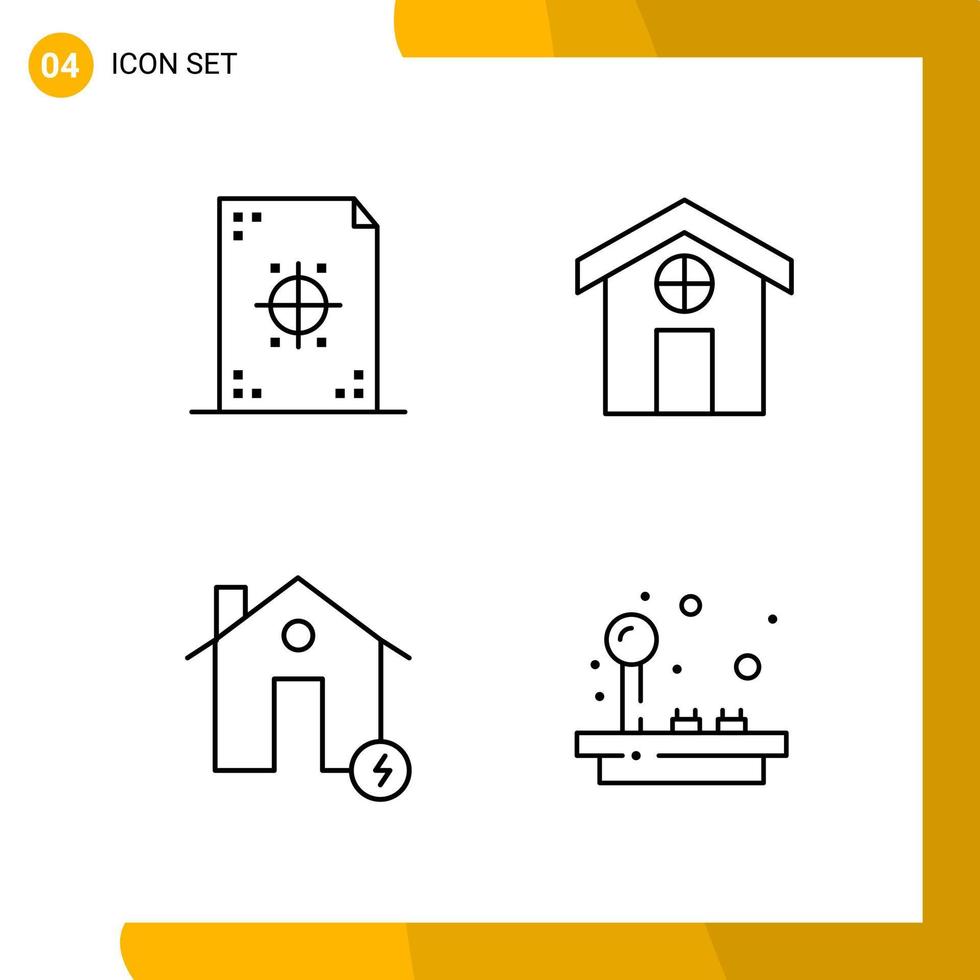 4 Icon Set Line Style Icon Pack Outline Symbols isolated on White Backgound for Responsive Website Designing vector