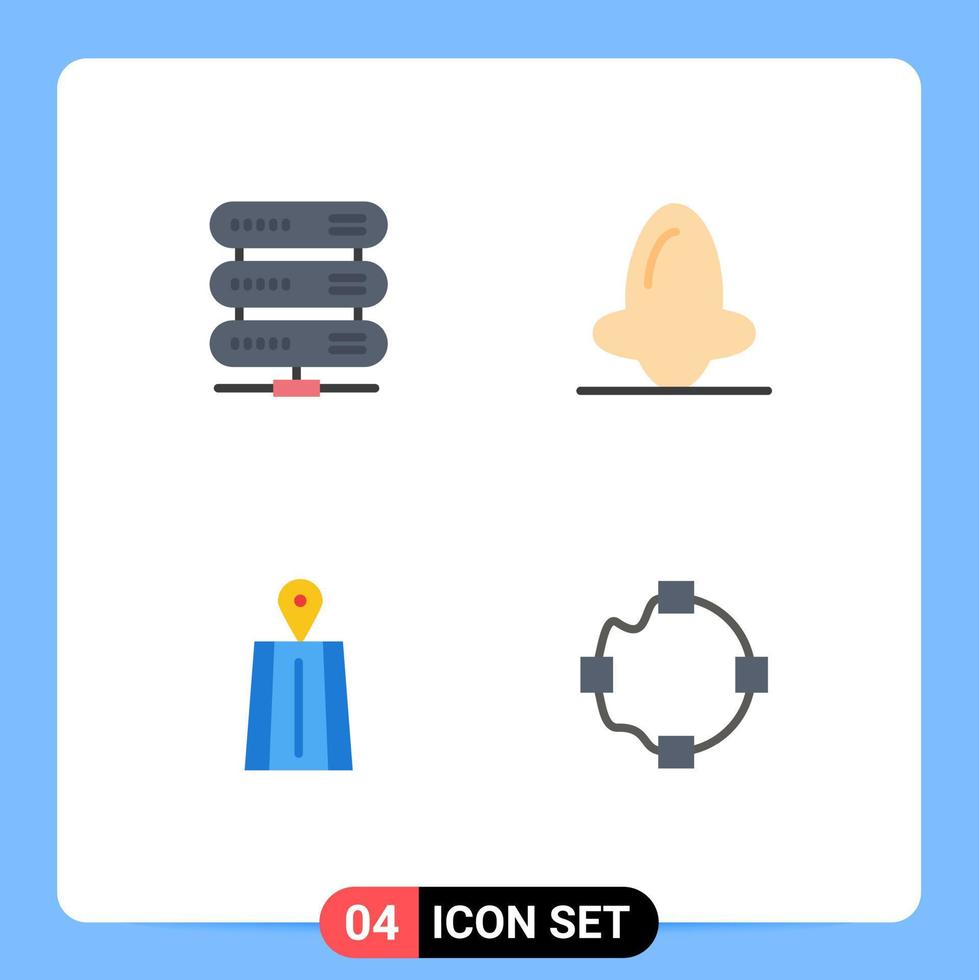 Universal Icon Symbols Group of 4 Modern Flat Icons of computing navigation storage face route Editable Vector Design Elements