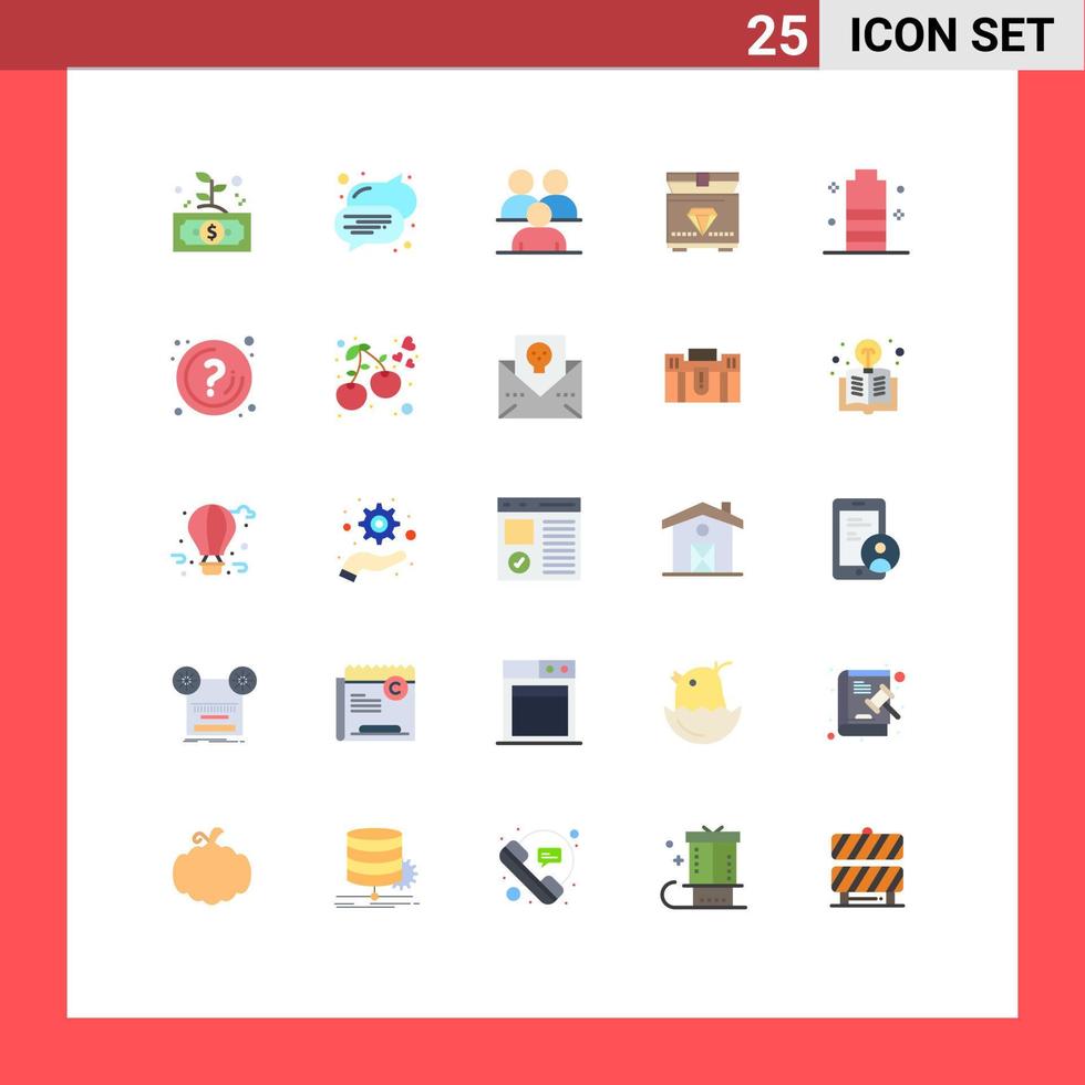 Universal Icon Symbols Group of 25 Modern Flat Colors of charging gaming business chest human Editable Vector Design Elements