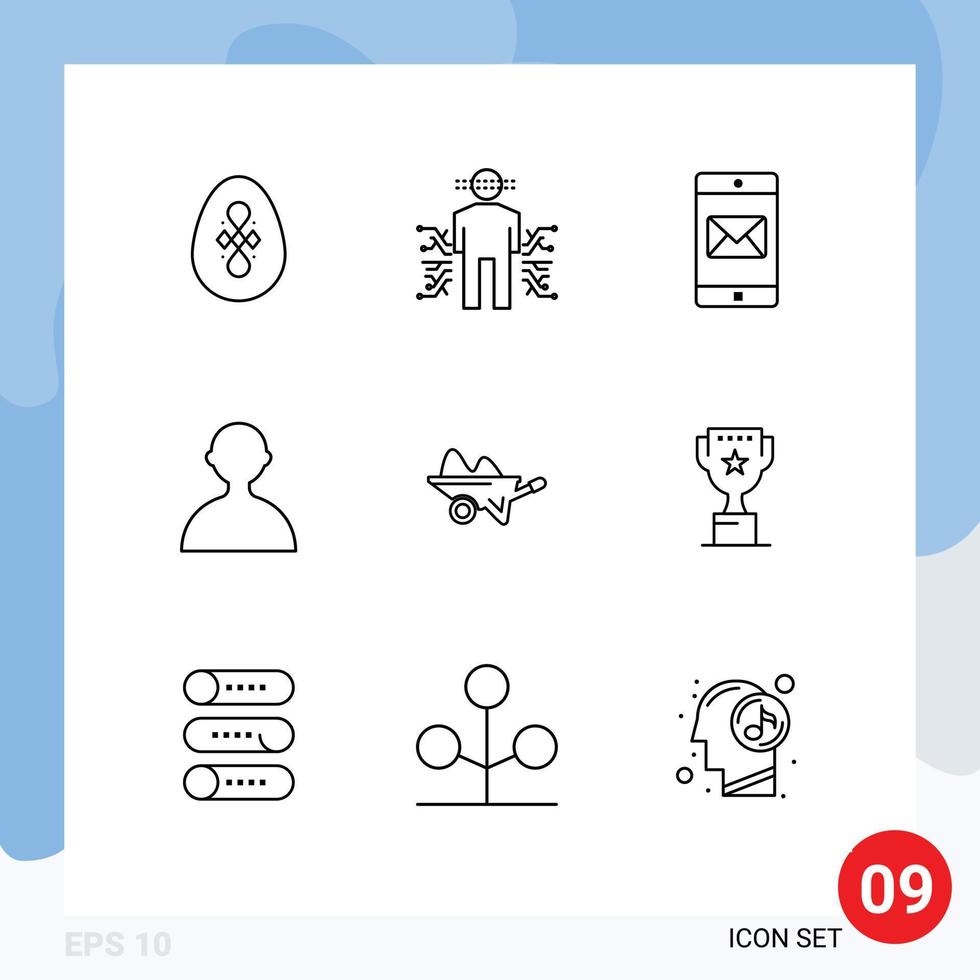 Editable Vector Line Pack of 9 Simple Outlines of barrow basic science user mail Editable Vector Design Elements