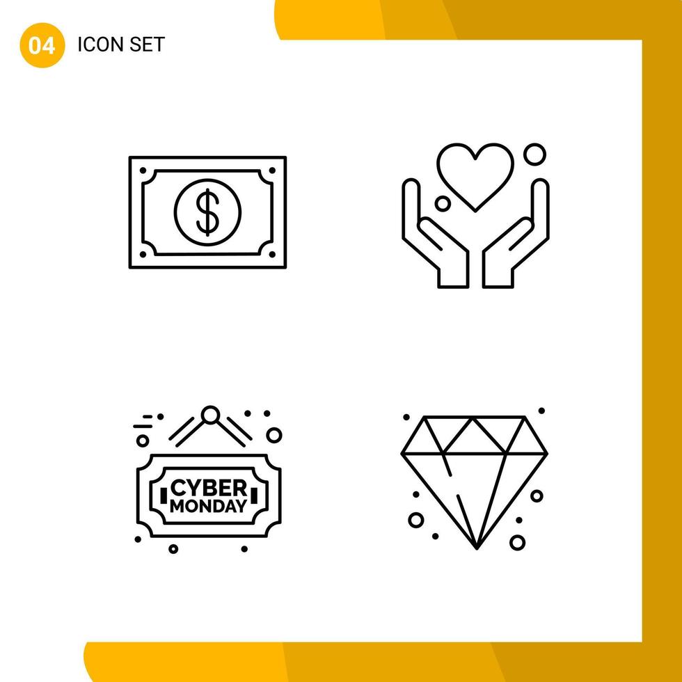 4 Icon Set Line Style Icon Pack Outline Symbols isolated on White Backgound for Responsive Website Designing vector