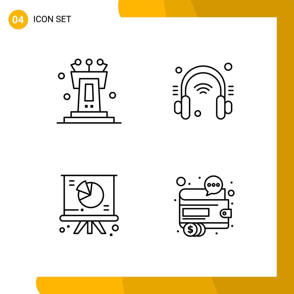 4 Icon Set Line Style Icon Pack Outline Symbols isolated on White Backgound for Responsive Website Designing vector