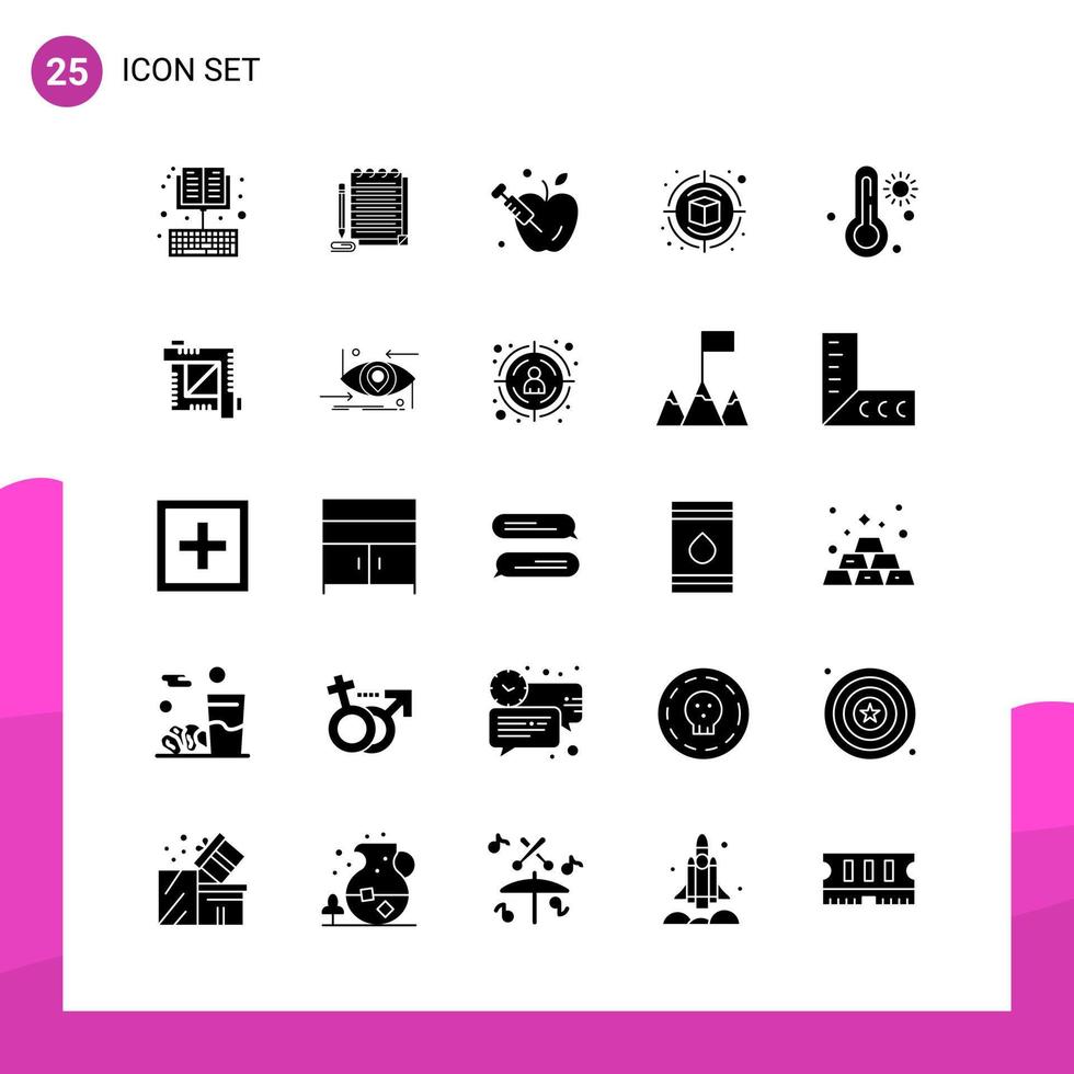 Glyph Icon set Pack of 25 Solid Icons isolated on White Background for responsive Website Design Print and Mobile Applications vector