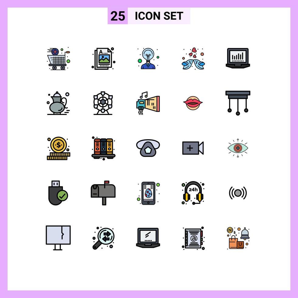 25 Creative Icons Modern Signs and Symbols of computing romantic creativity love bird Editable Vector Design Elements