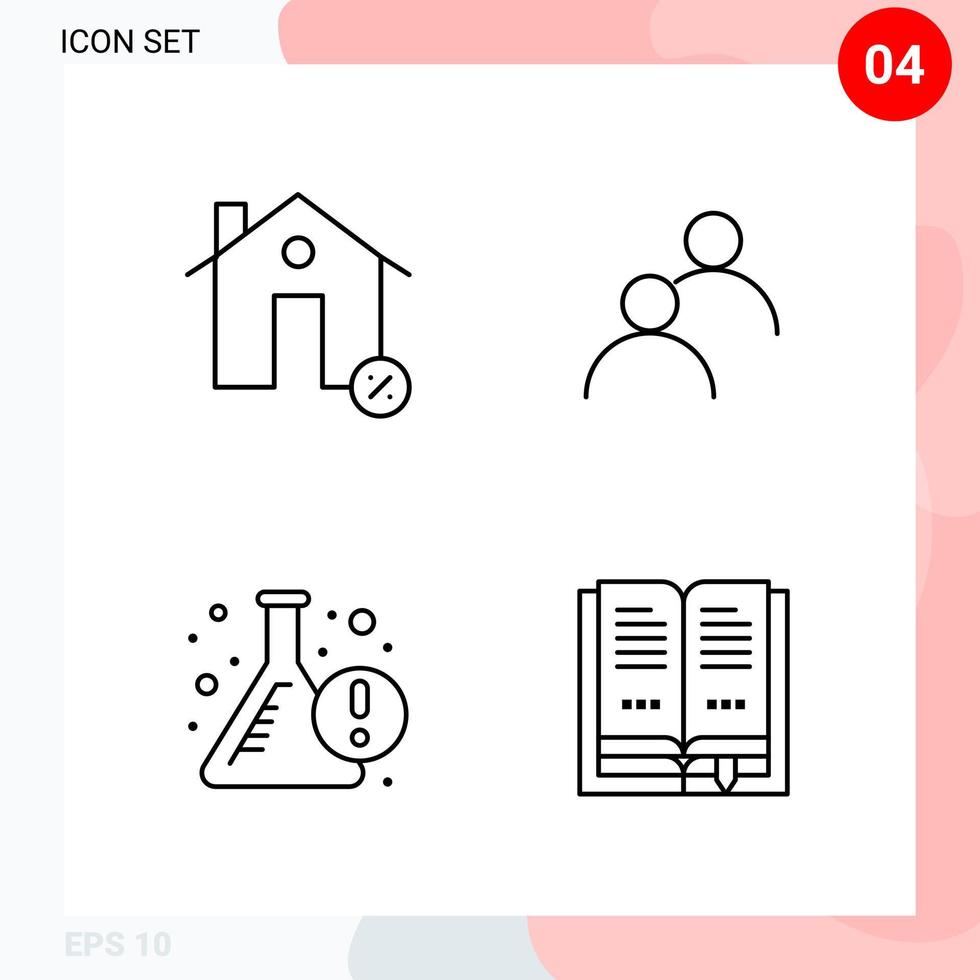 Vector Pack of 4 Icons in Line Style Creative Outline Pack isolated on White Background for Web and Mobile