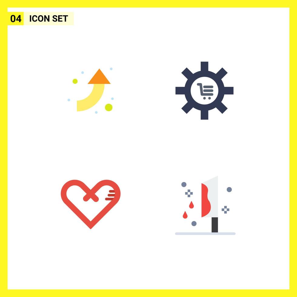 4 concepto de icono plano para sitios web móviles y aplicaciones comercio de carrito de corazón de flecha como elementos de diseño vectorial editables vector