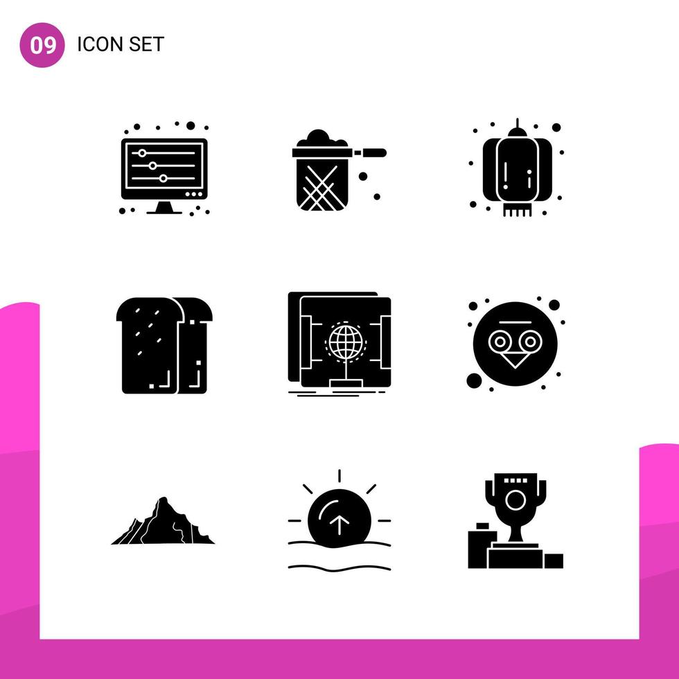 Glyph Icon set Pack of 9 Solid Icons isolated on White Background for responsive Website Design Print and Mobile Applications vector