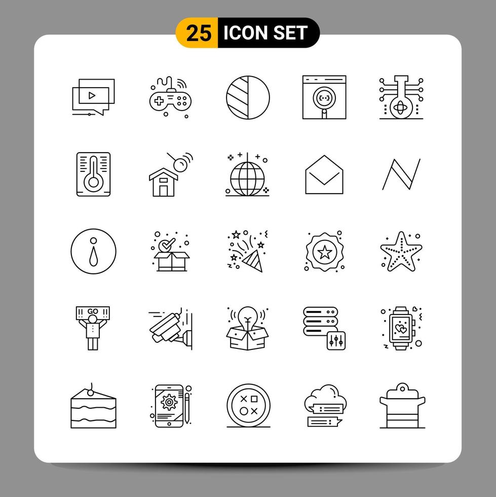25 Black Icon Pack Outline Symbols Signs for Responsive designs on white background 25 Icons Set vector