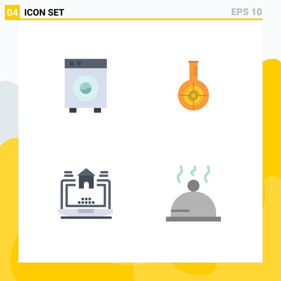 Pictogram Set of 4 Simple Flat Icons of automation target equipment flask home Editable Vector Design Elements